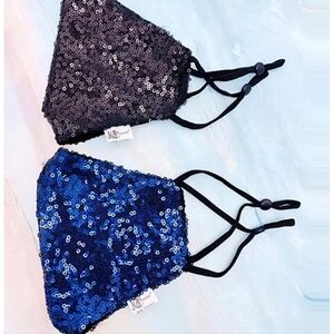 🆕️✨️BLACK & NAVY SEQUIN FACE MASKS - SET OF 2✨️